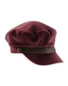 Hat Attack Luxe Leather-trim Cap, Plum/chocolate, Women's, Plum/choco