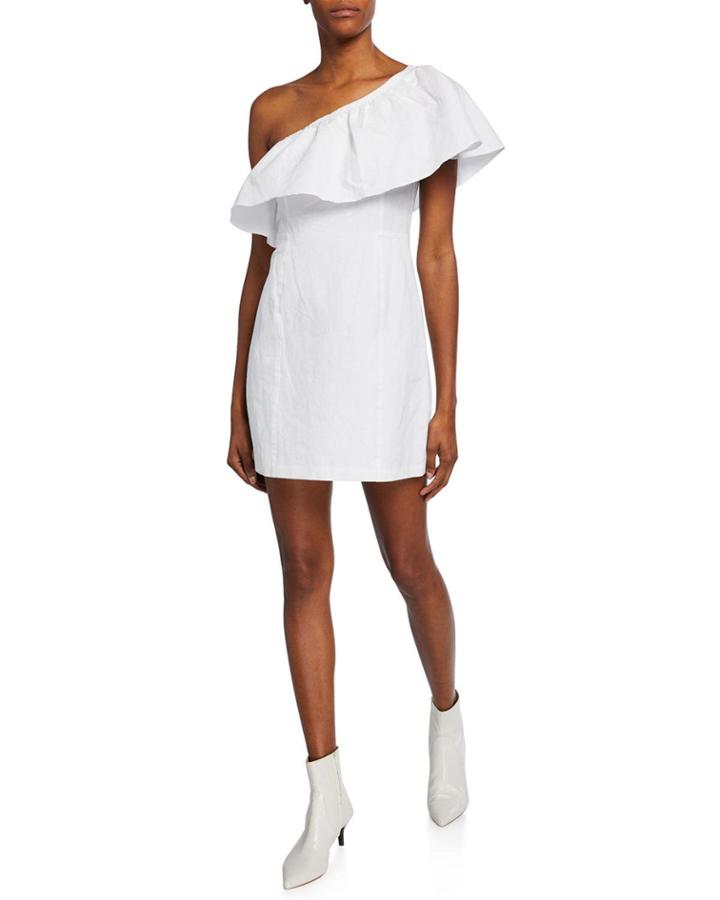 Evan One-shoulder Ruffle Trim Dress