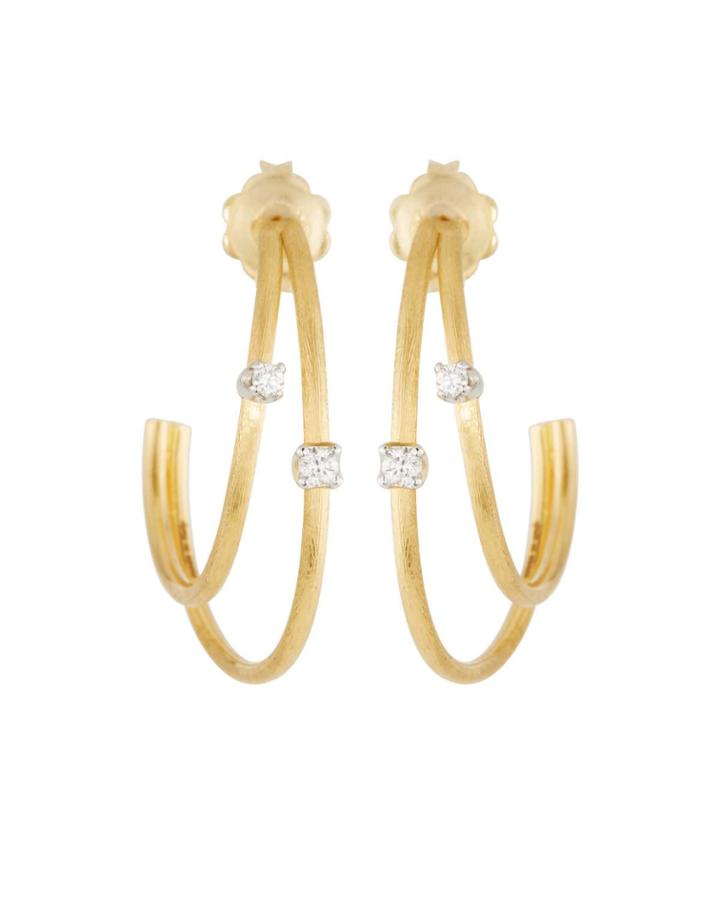 18k Double-diamond Hoop Earrings