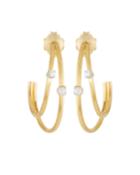 18k Double-diamond Hoop Earrings