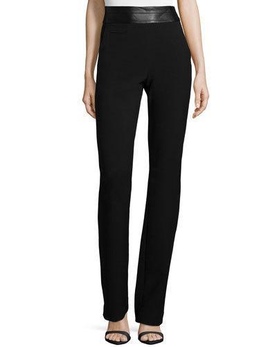 High-waist Slim Boot-cut Pants, Black