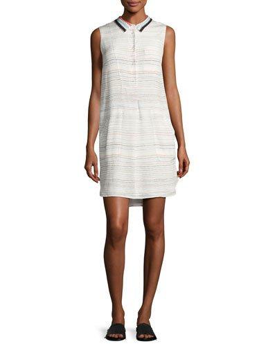 Pascal Sleeveless Scribble-print Silk Dress, White