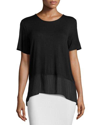 Short-sleeve Chiffon-hem Top
