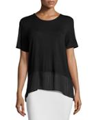 Short-sleeve Chiffon-hem Top