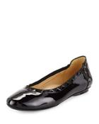Seyna Scalloped Patent Leather Flat, Black