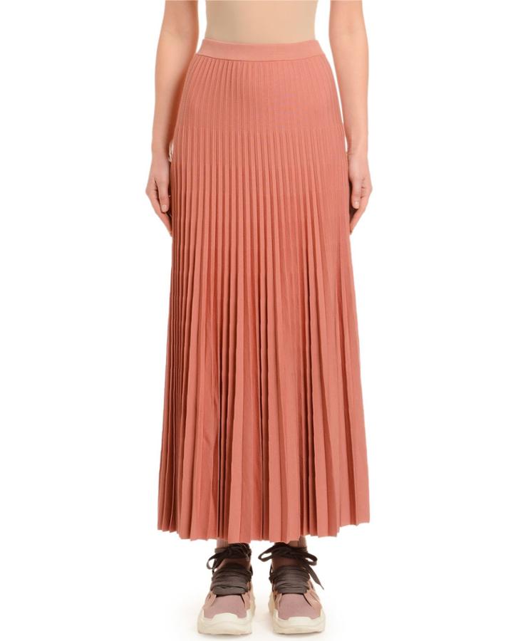 Pleated Wool Skirt, Dark Pink