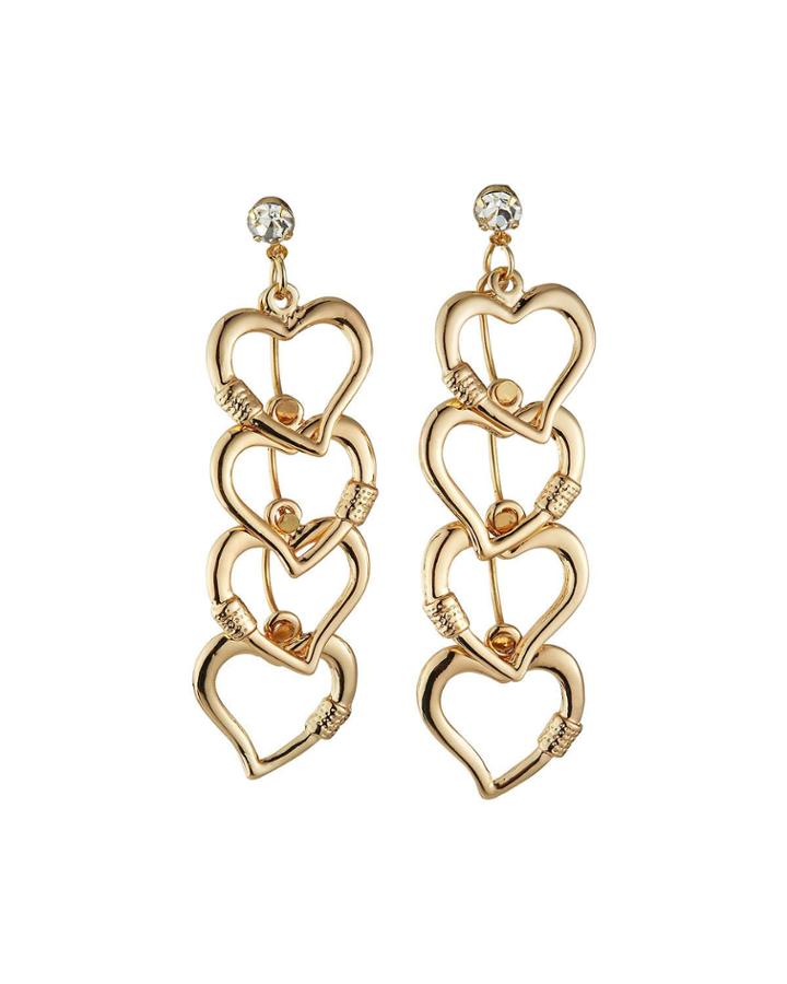Open Heart Crystal Dangle Earrings
