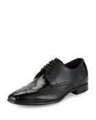 Oliver Patent Wing-tip Oxford, Black Brush Off