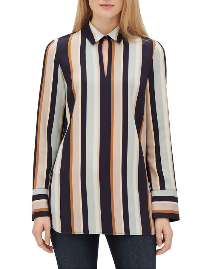 Agatha Modern Stripe Long-sleeve Blouse With Chain Detail