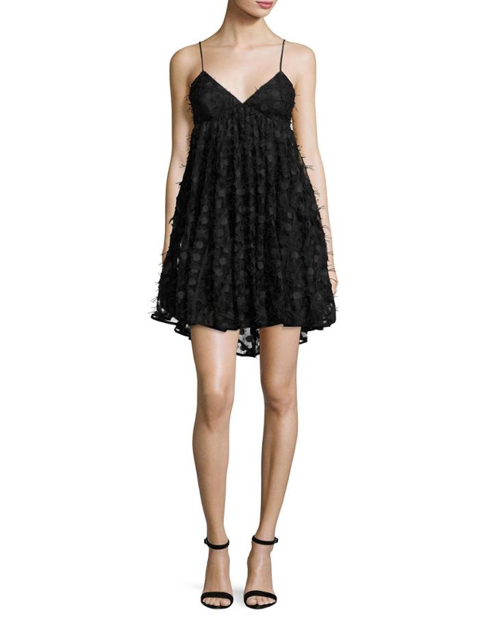 Katie Spaghetti-strap Embroidered Lace Dress, Black