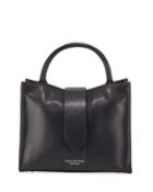 Leather Medium Satchel Bag, Black