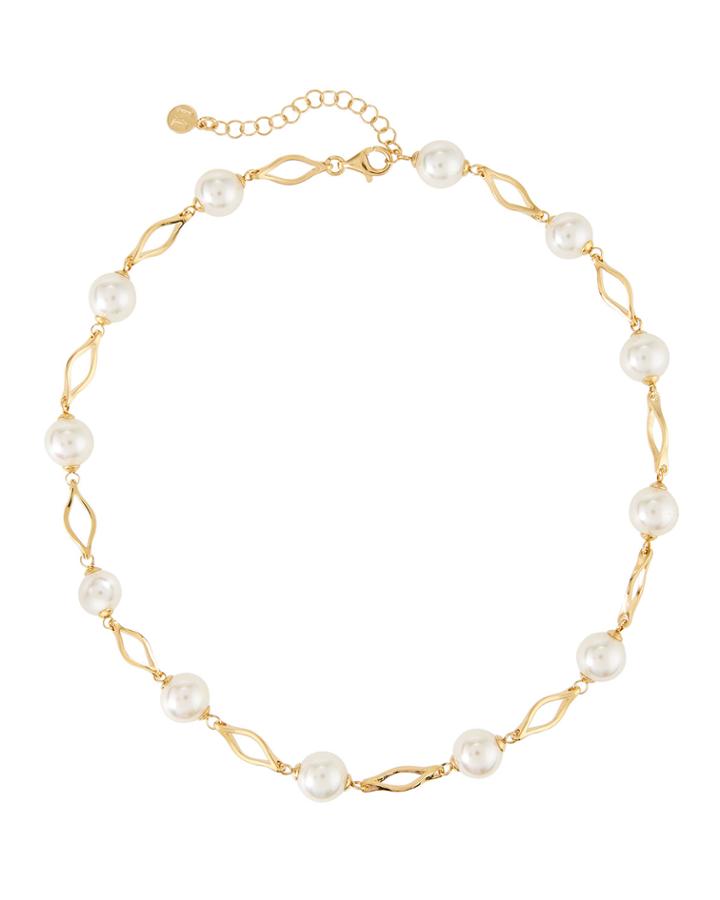 Golden Pearl Station Necklace