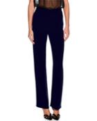 Straight-leg Silk Pants, Dark Navy