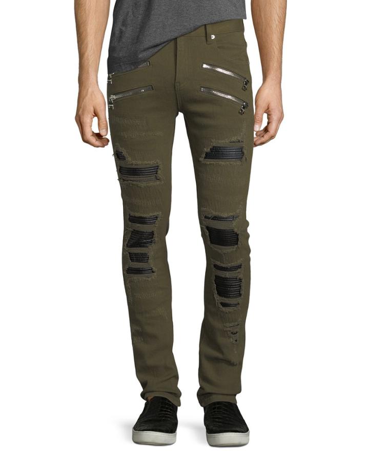 Distressed Slim-straight Jeans With Backing