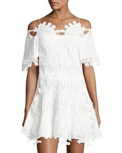 Cold-shoulder 3-d Fairy Dress, White