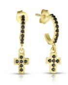 Gold-plated Cross Huggie Earrings