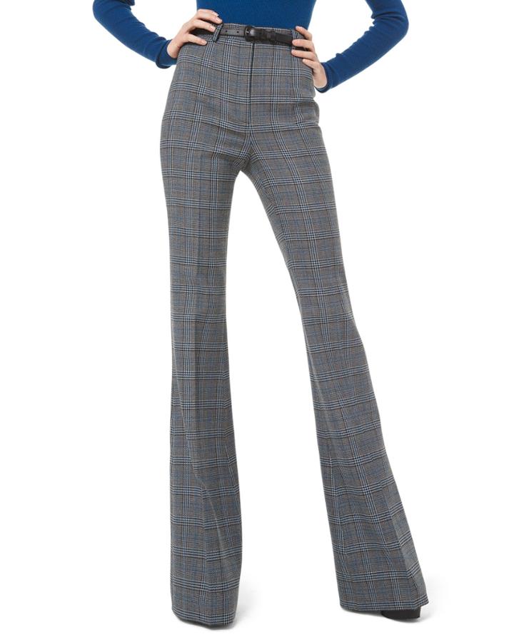 Glen-plaid Wool High-rise Flare Pants