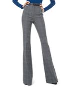 Glen-plaid Wool High-rise Flare Pants
