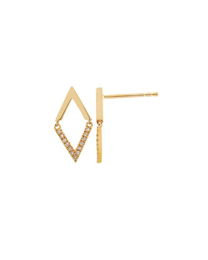 14k Gold Double-v Diamond Earrings