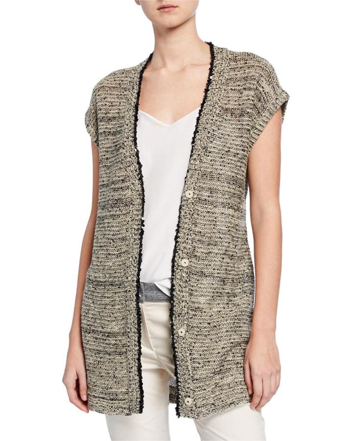 Sequin Long Sweater W/ Waist-tie