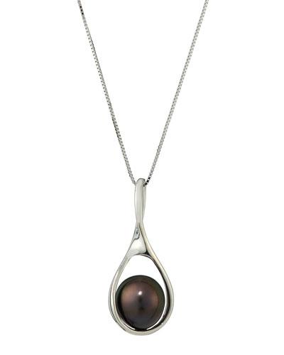 14k Black Tahitian Pearl Pendant Necklace,