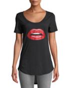 Vinyl Lips Scoop-neck Graphic Tee