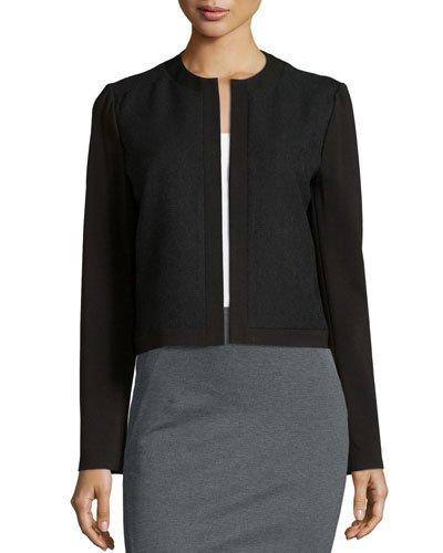 Long-sleeve Open-front Jacket, Black