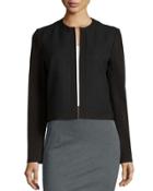 Long-sleeve Open-front Jacket, Black