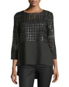 Open-grid Embroidered Top