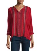Plus Size Melvin Embroidered Button-front Tunic