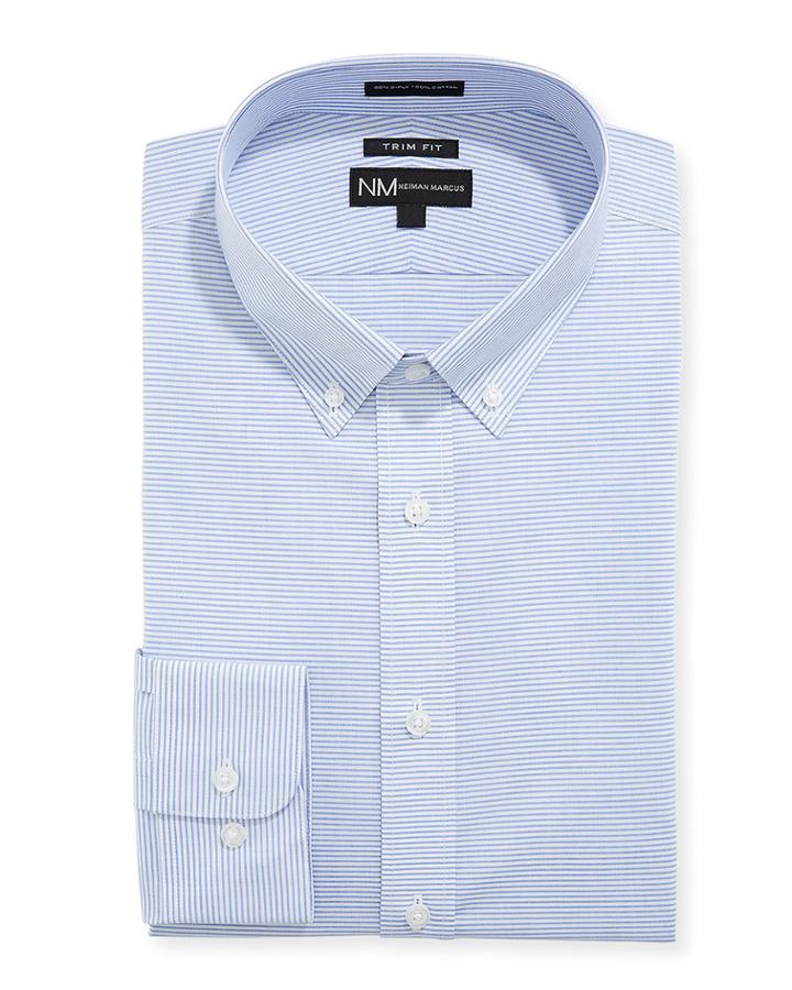 Men's Trim Fit Regular Finish Mini-stripe Cotton Dress