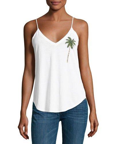Palm Tree Jersey Tank, White