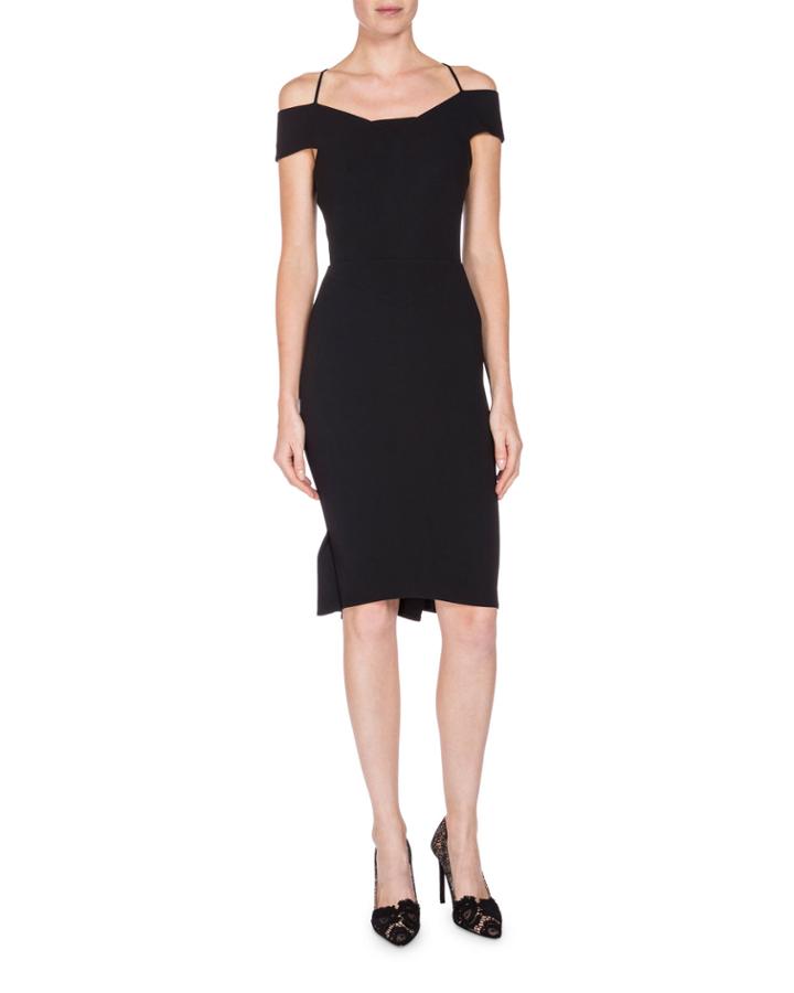 Off-the-shoulder Pleated-hem Dress