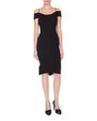 Off-the-shoulder Pleated-hem Dress