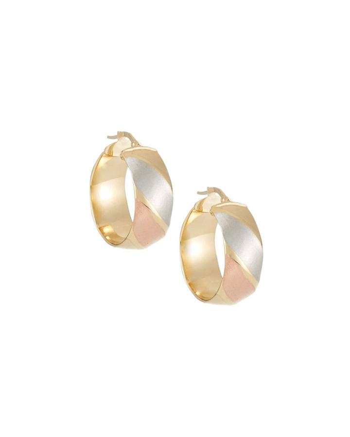 14k Tricolor Wide Hoop Earrings