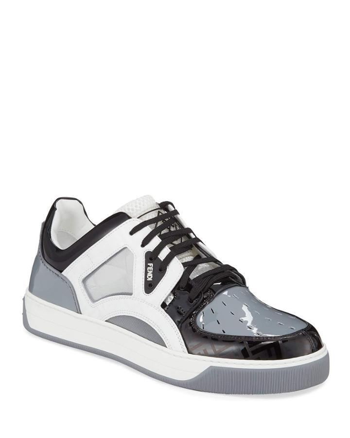 Men's Mixed-media Shiny Trainer
