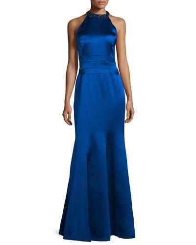 Embellished Halter-neck Mermaid Gown,