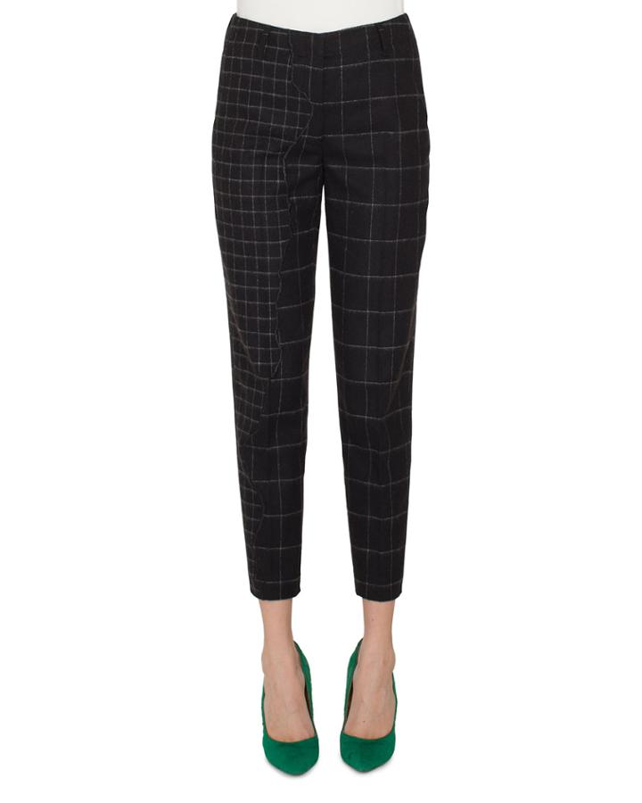 Florin Marble-tiles Patchwork Slim Conical-leg Flannel Wool Ankle Pants