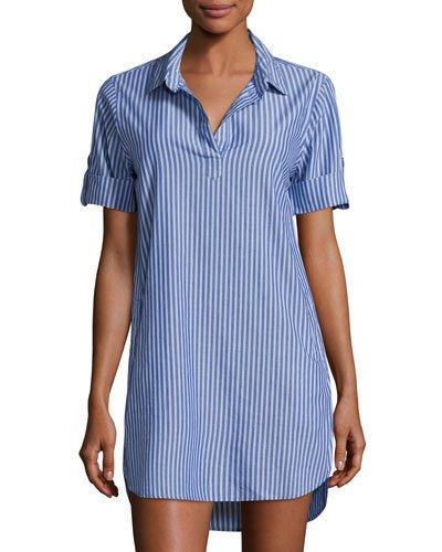 Macey Striped Shirtdress, Blue