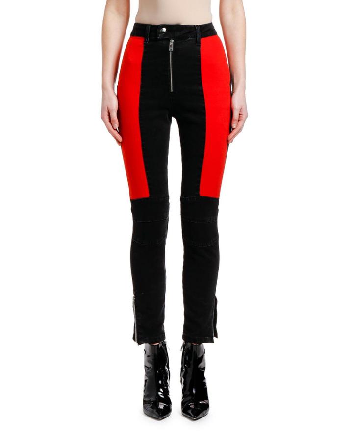 Skinny Ankle Jeans With Contrast Panels