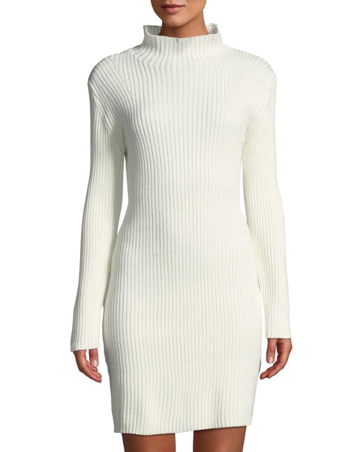Ribbed-knit Cotton-blend Bodycon Dress