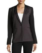 Woven Single-button Jacket, Black