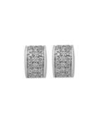 Estate Rossetti 18k White Gold Diamond Loop-post Earrings