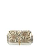 Cynnie Mini Snake-print Leather Crossbody Bag, Ivory