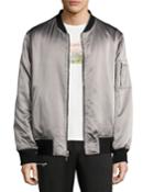 Os-1 Reversible Satin Bomber Jacket, Black/gray