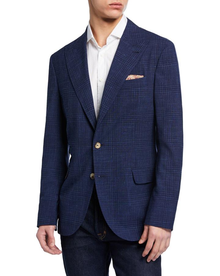 Men's Tonal Plaid Two-button Jacket