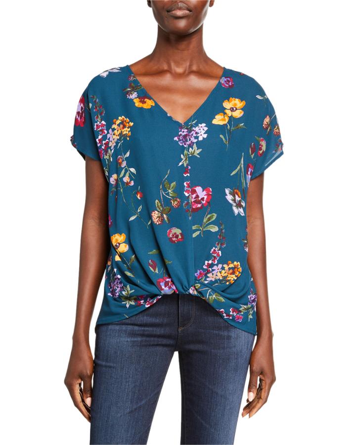 Twist Front Floral Top