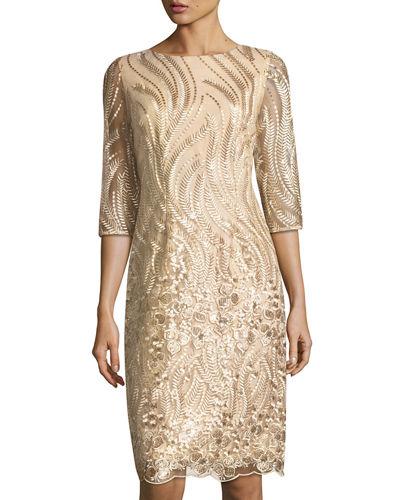 3/4-sleeve Embroidered