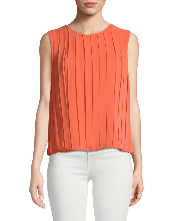Pleated Bubble-front Tank Blouse