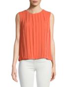 Pleated Bubble-front Tank Blouse